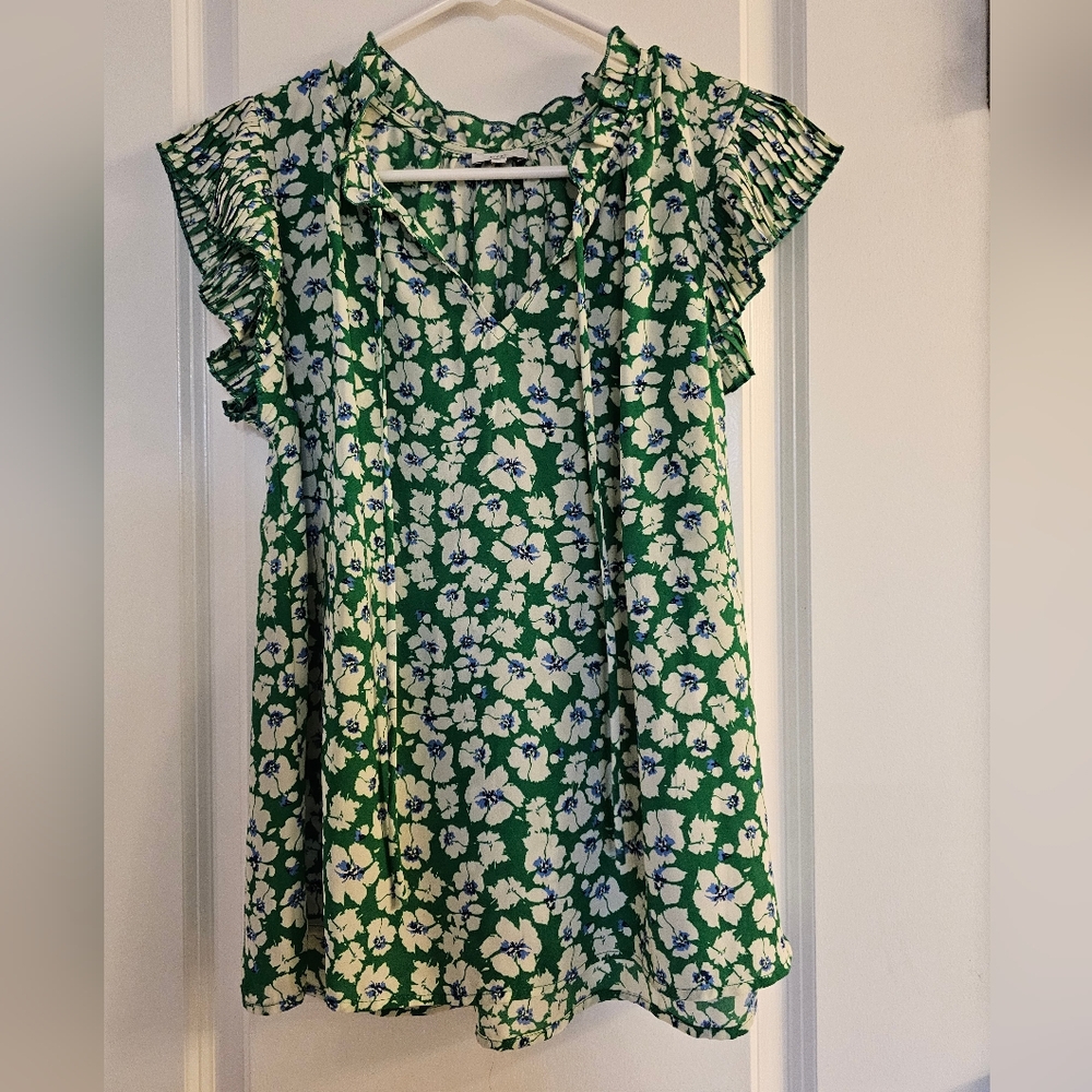 Green Floral Blouse